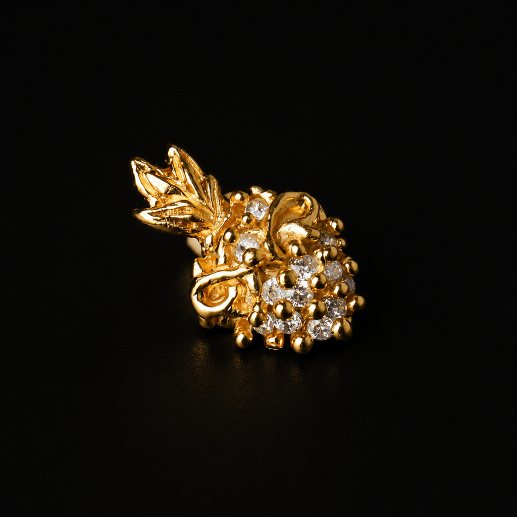 Broche Imaculado Coração Zircônia - Banho Ouro