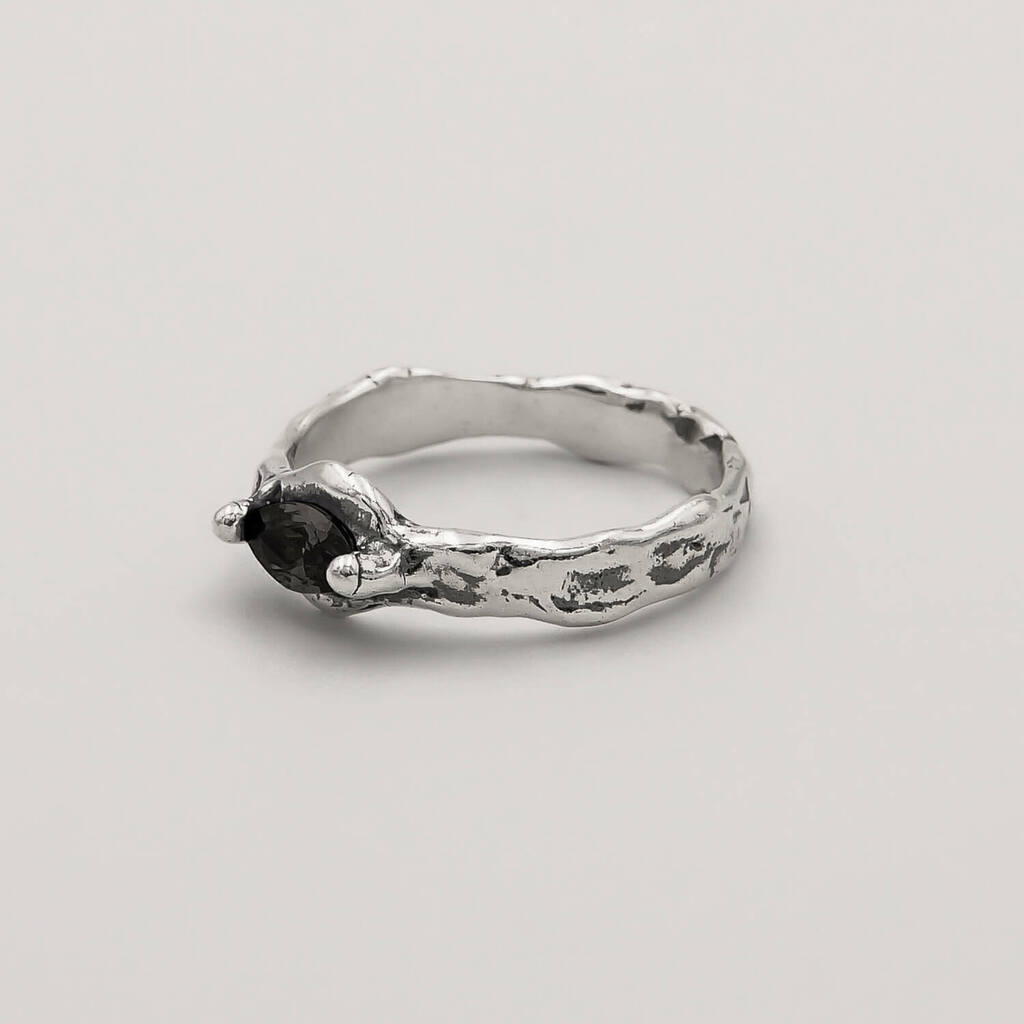 Mix Anéis Crown e Encanto Ônix - Prata 925