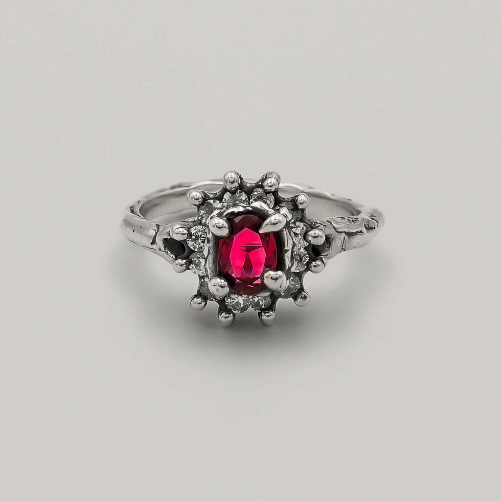 Mix Anéis Crown Zircônia e Eu Rubi - Prata 925