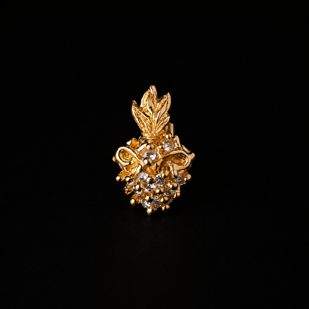 Broche Imaculado Coração Zircônia - Banho Ouro