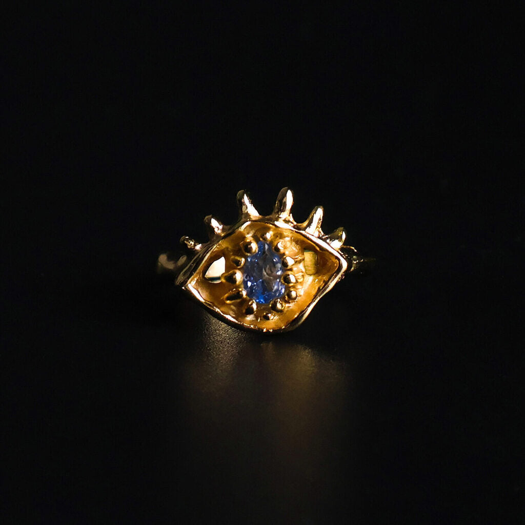 Anel Íris Água Marinha - Banho Ouro