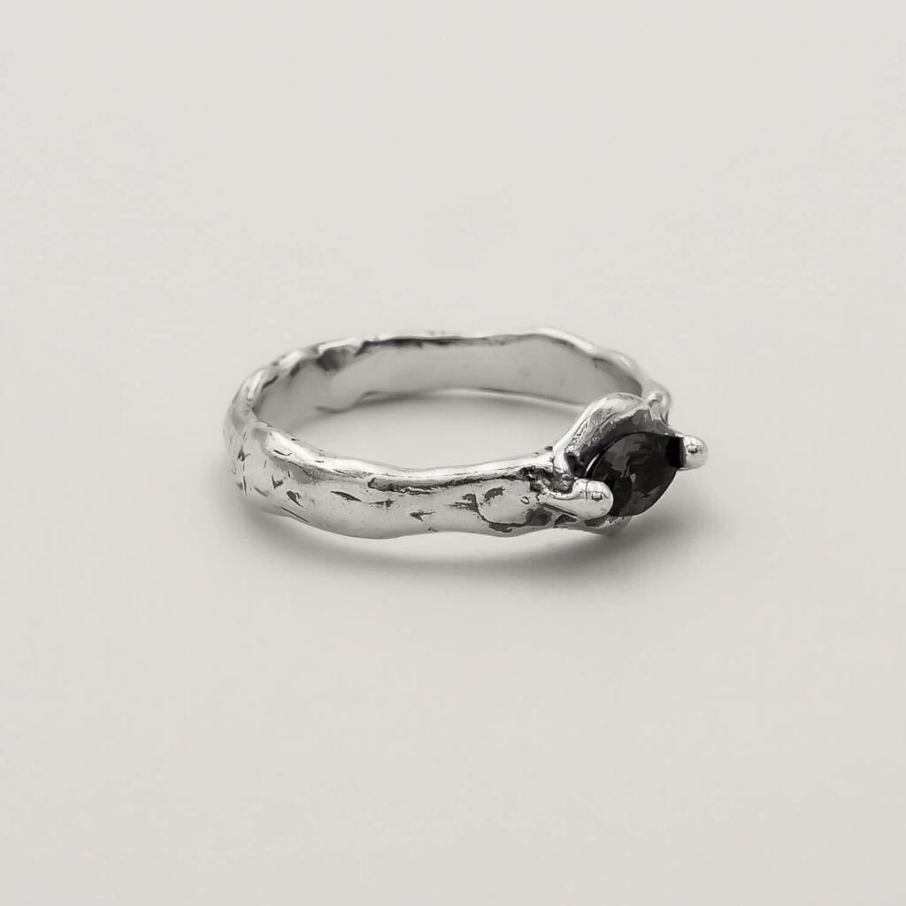 Mix Anéis Crown e Encanto Ônix - Prata 925