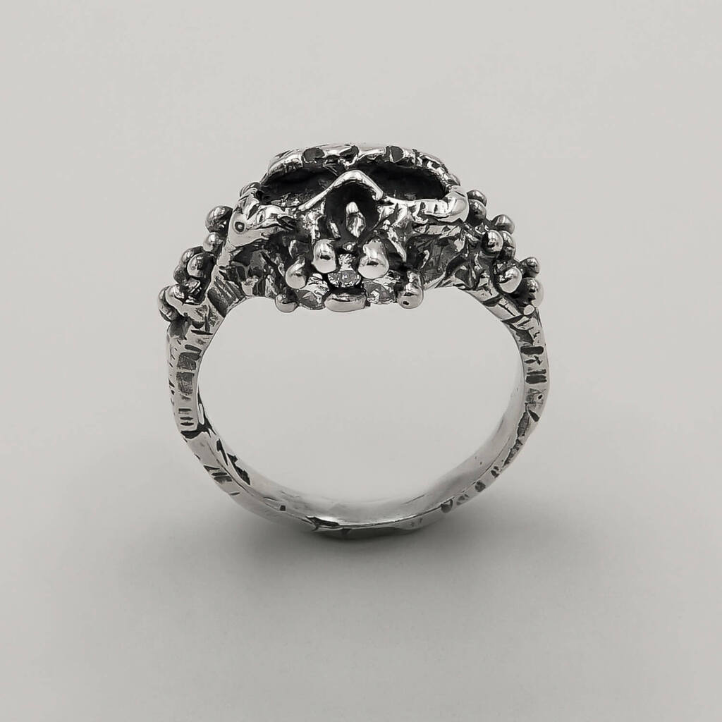 Anel Grave Skull Zircônia - Prata 925