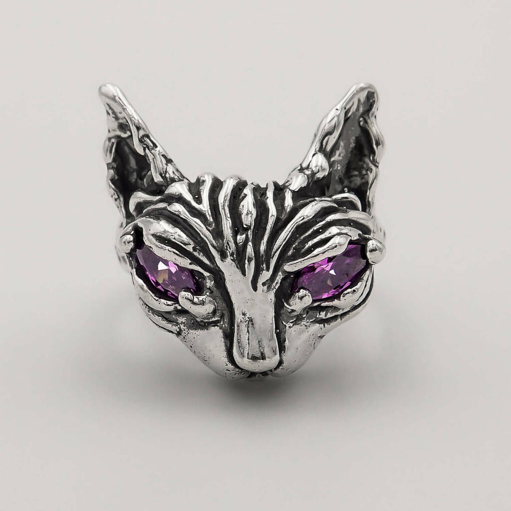 Anel Sphynx Ametista - Prata 925