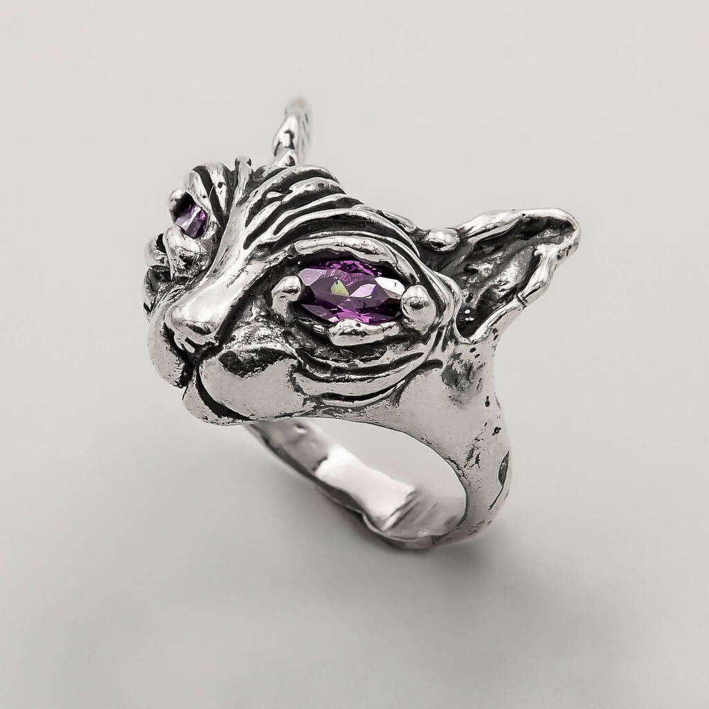 Anel Sphynx Ametista - Prata 925