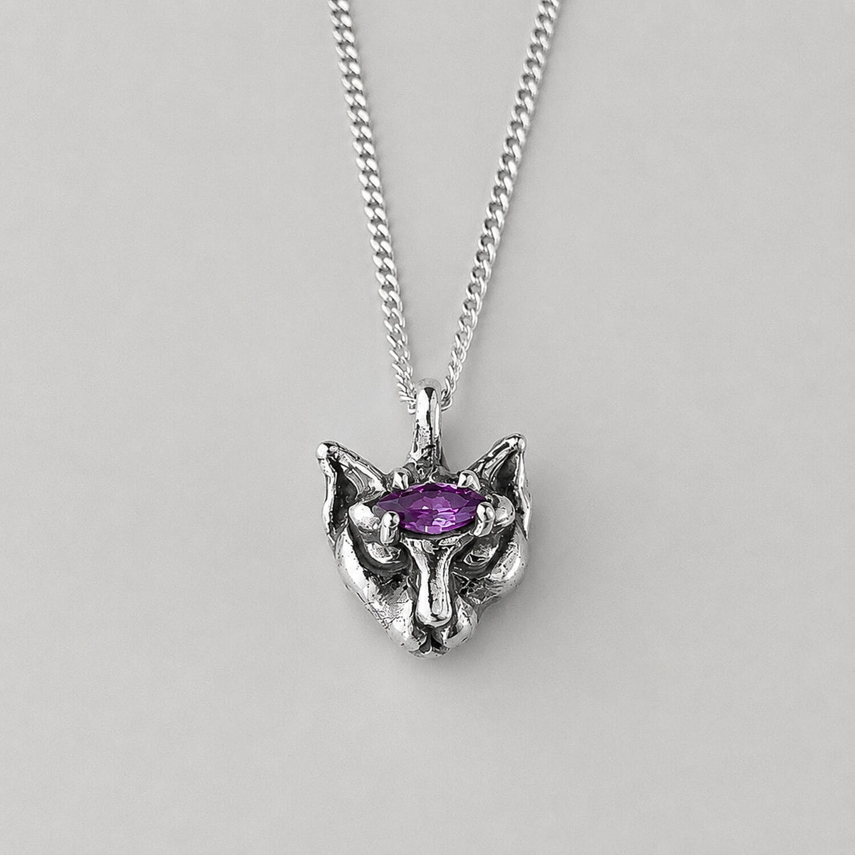 Pingente Felina Ametista - Prata 925