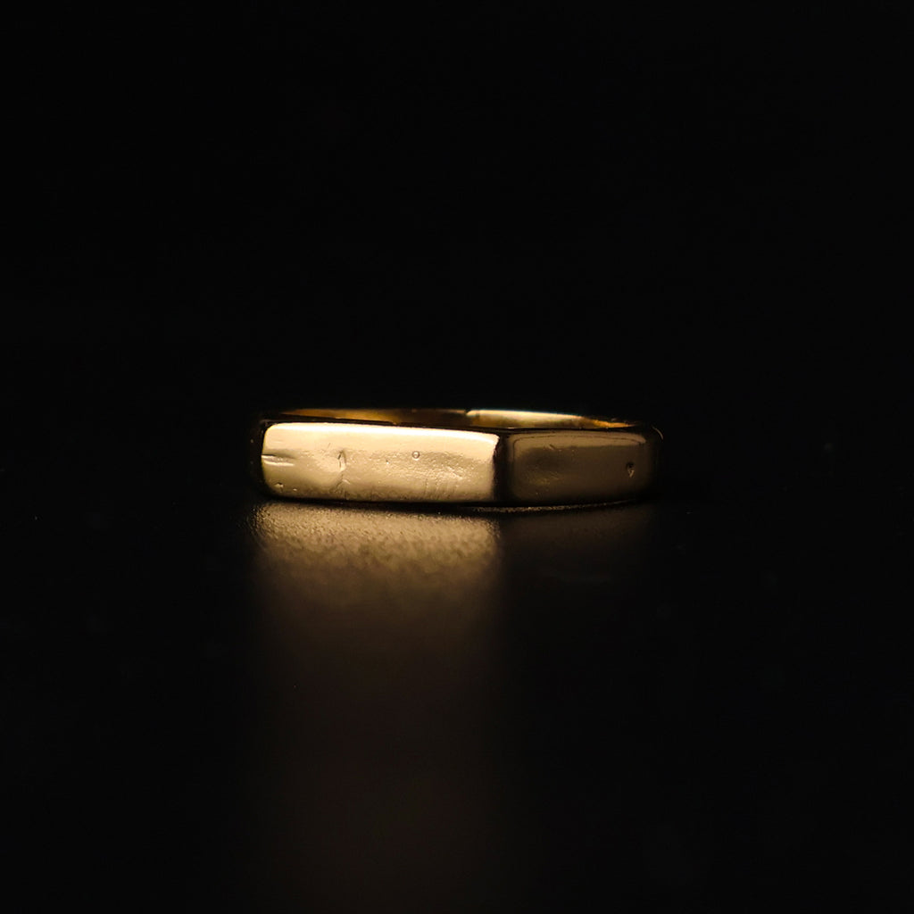Anel Sinete Retangular - Banho Ouro