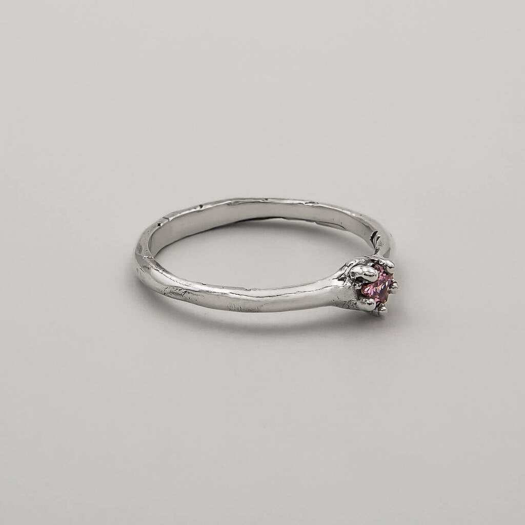Aliança Às Quartas Usamos... Zircônia Rosa - Prata 925