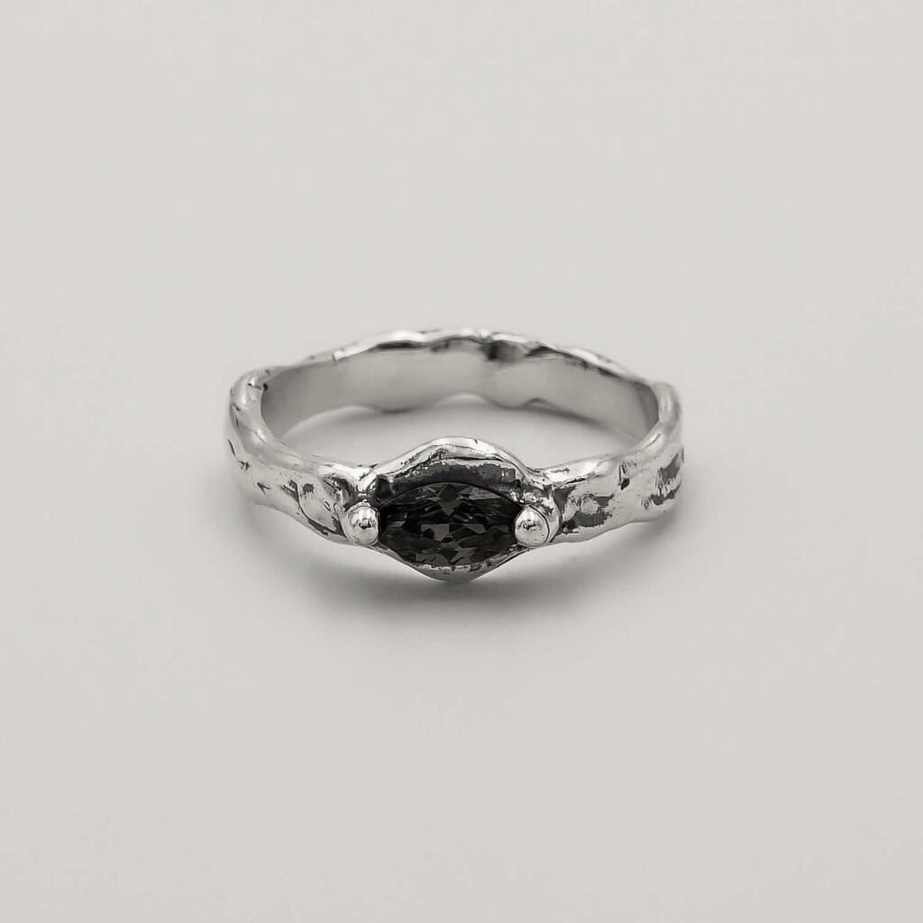 Mix Anéis Crown e Encanto Ônix - Prata 925