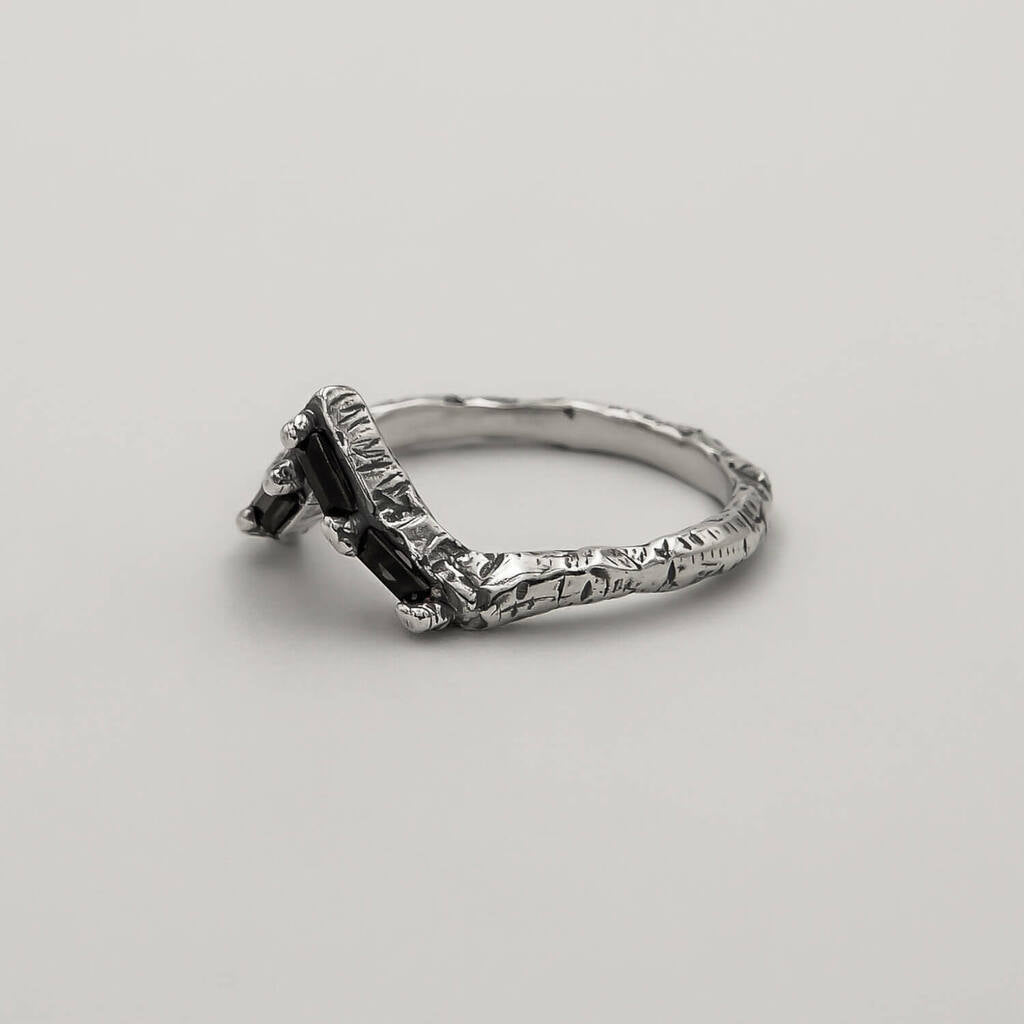 Mix Anéis Crown e Encanto Ônix - Prata 925