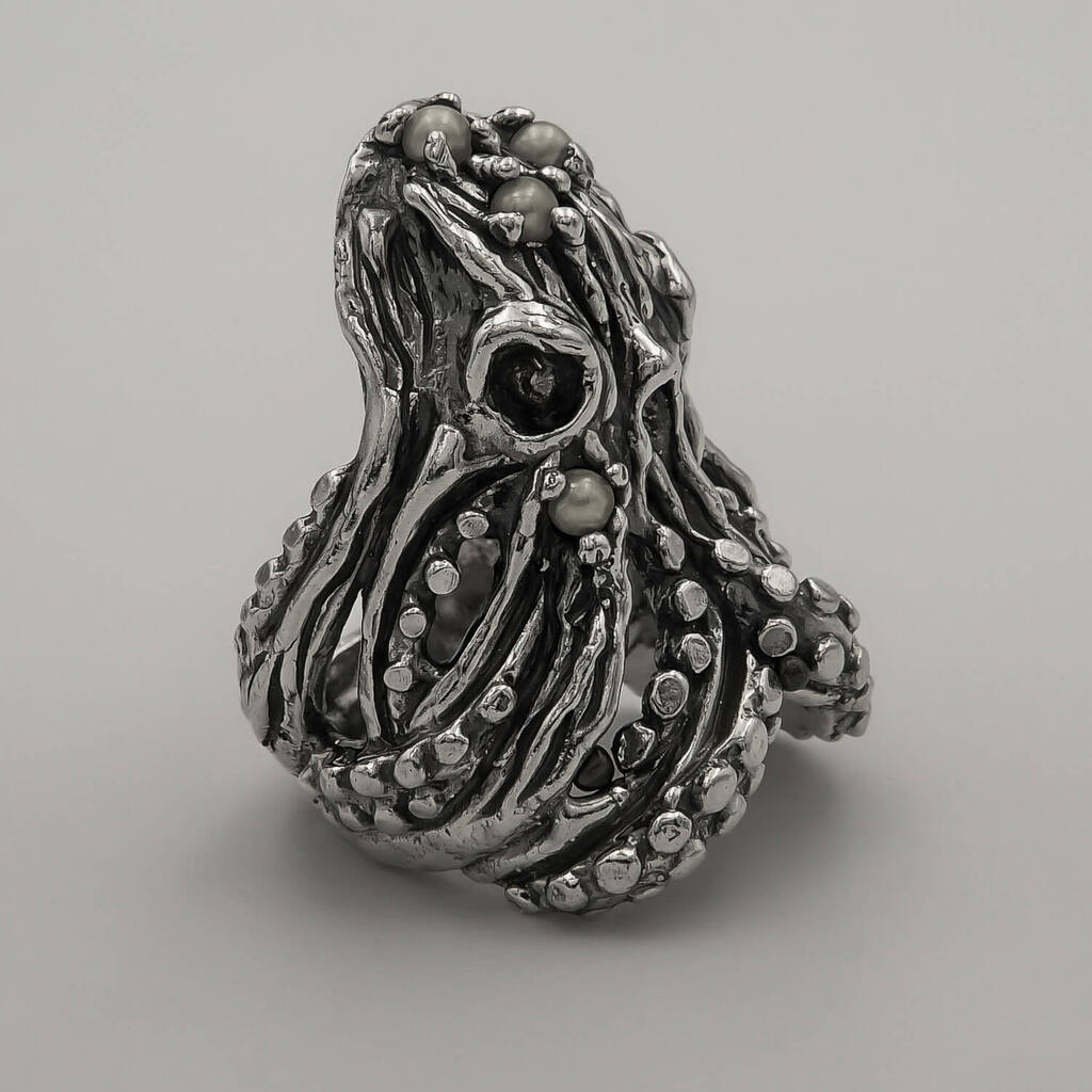 Anel Kraken Pérola - Prata 925