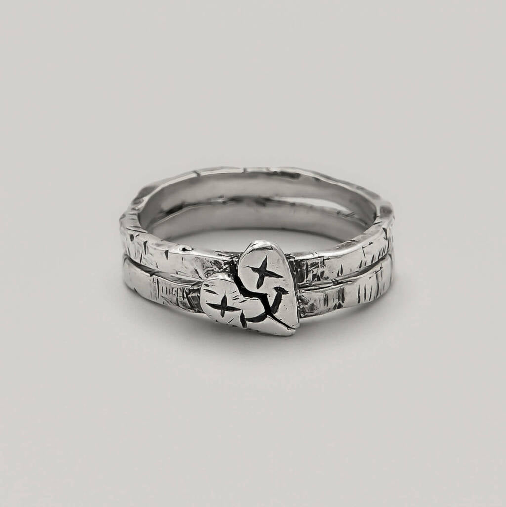 Par Alianças One Heart com Estojo Especial - Prata 925