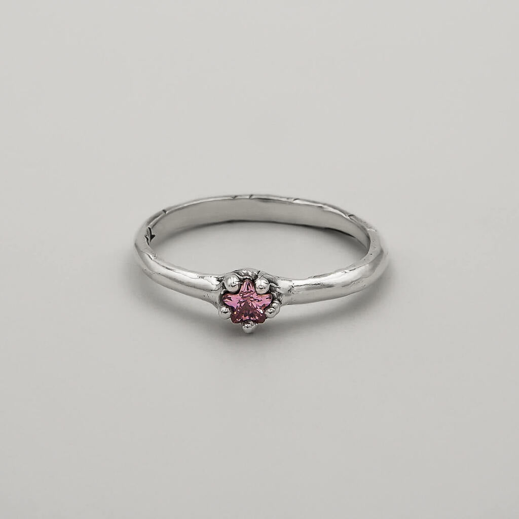 Aliança Às Quartas Usamos... Zircônia Rosa - Prata 925