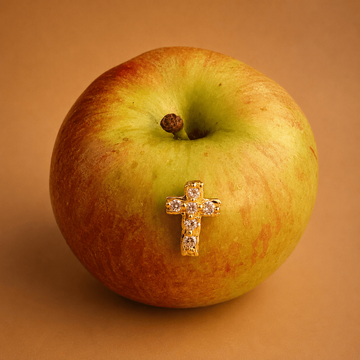 Broche Cruz Zircônia - Banho Ouro