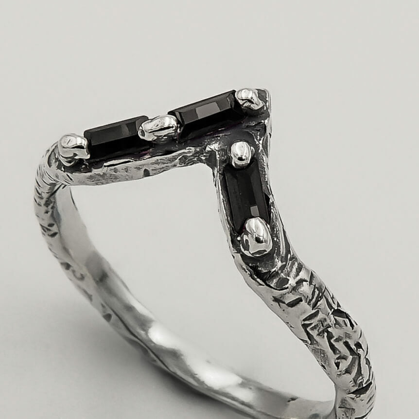 Anel Crown Ônix - Prata 925