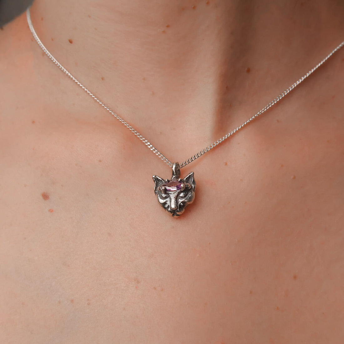 Pingente Felina Ametista - Prata 925