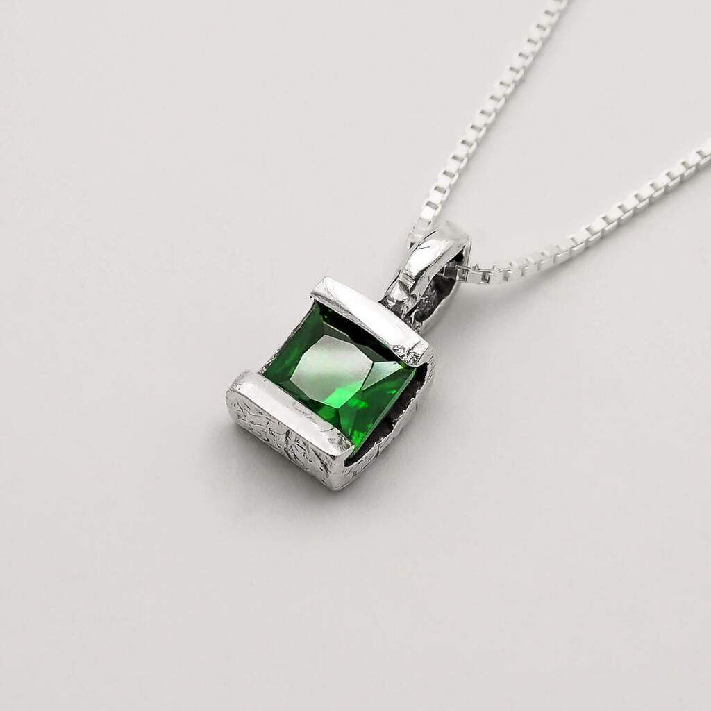 Mix Anel Linhas e Pingente Vicious Esmeralda - Prata 925