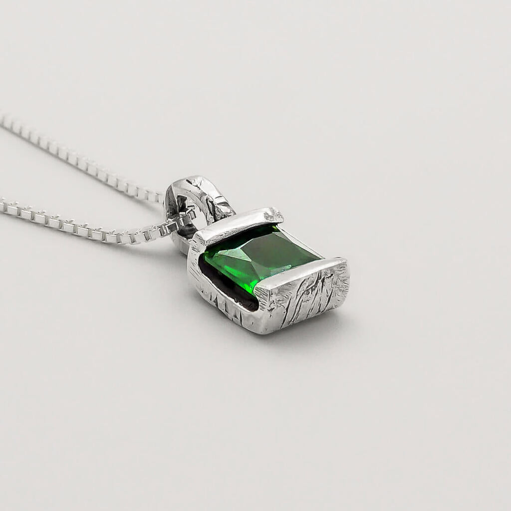 Mix Anel Linhas e Pingente Vicious Esmeralda - Prata 925