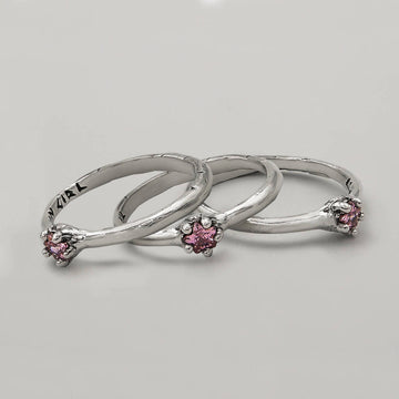 Trio Alianças Às Quartas Usamos... Zircônia Rosa - Prata 925