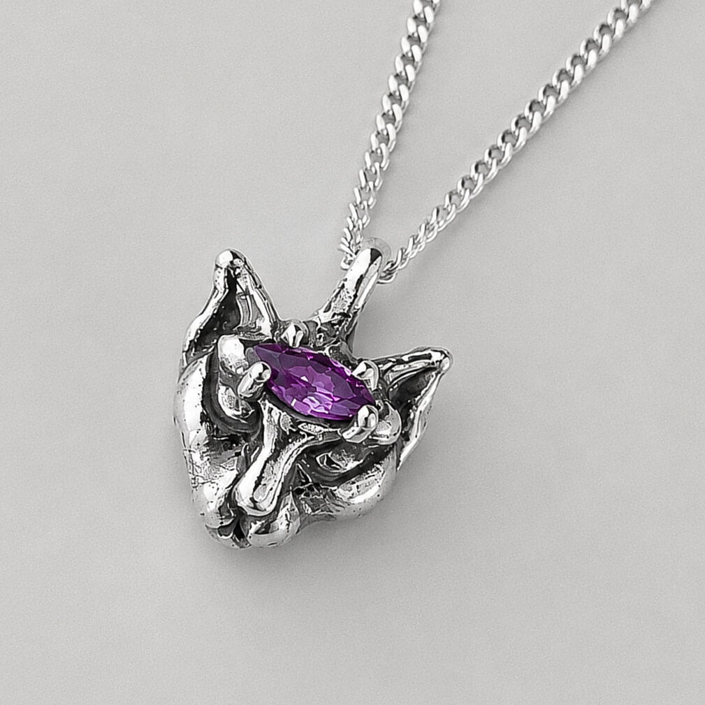 Pingente Felina Ametista - Prata 925