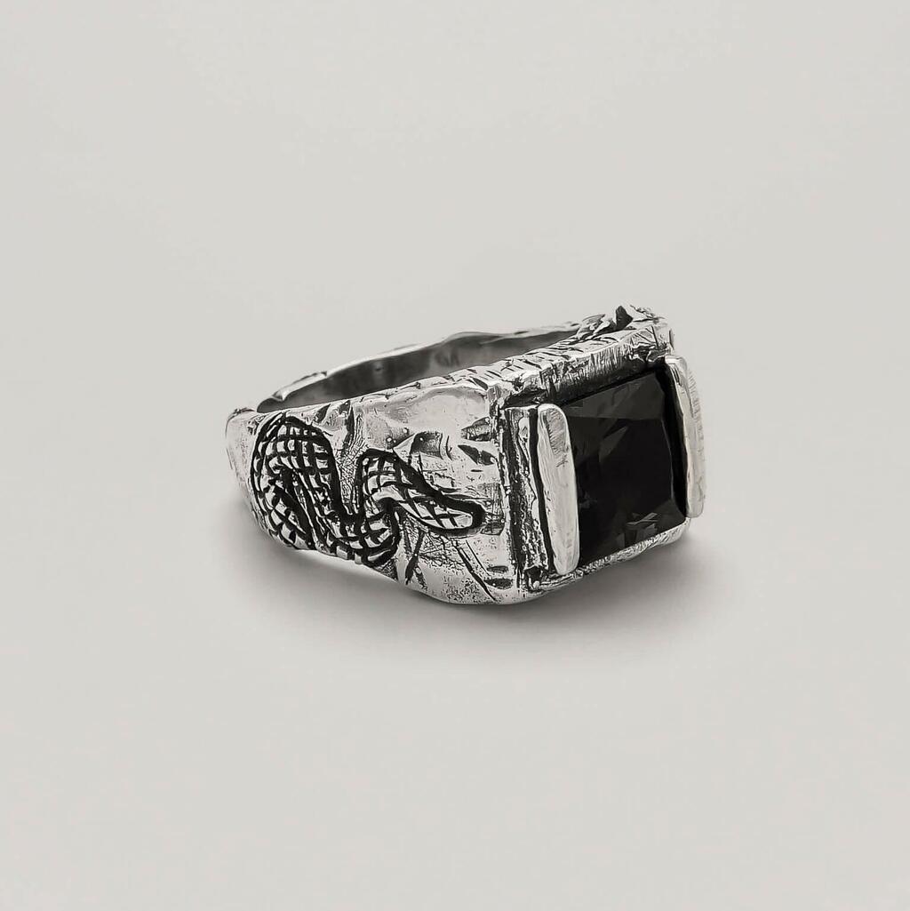 Mix Anel Revit Ônix e Ear Cuff Vibor - Prata 925