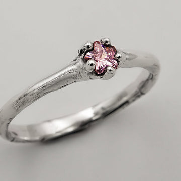 Aliança Às Quartas Usamos... Zircônia Rosa - Prata 925