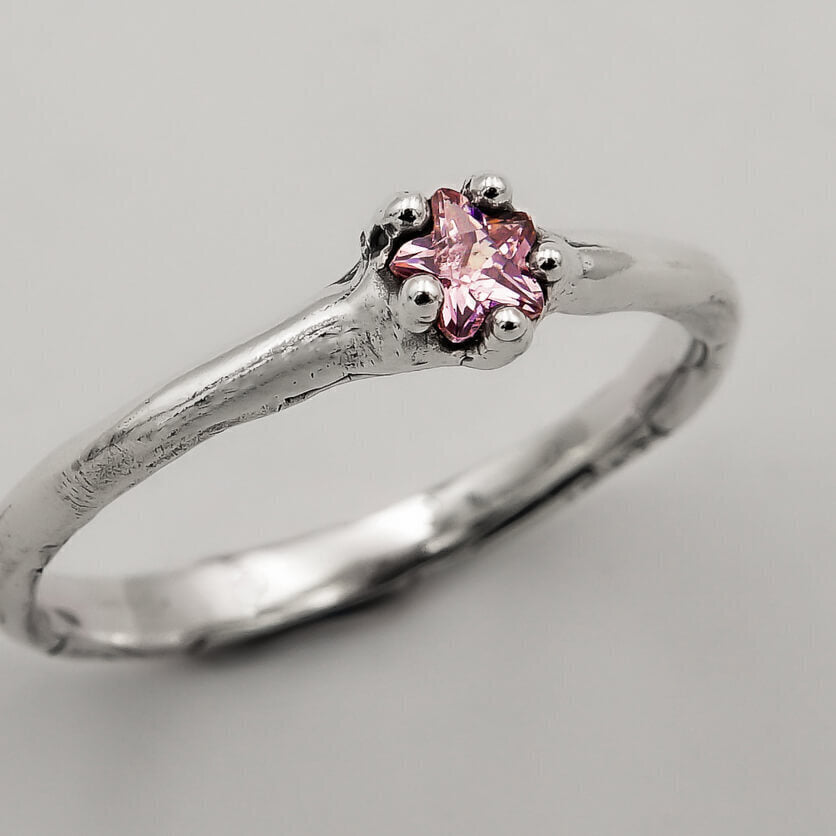 Aliança Às Quartas Usamos... Zircônia Rosa - Prata 925