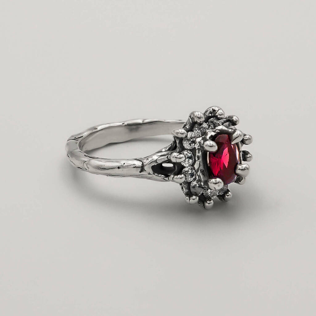 Mix Anéis Crown Zircônia e Eu Rubi - Prata 925