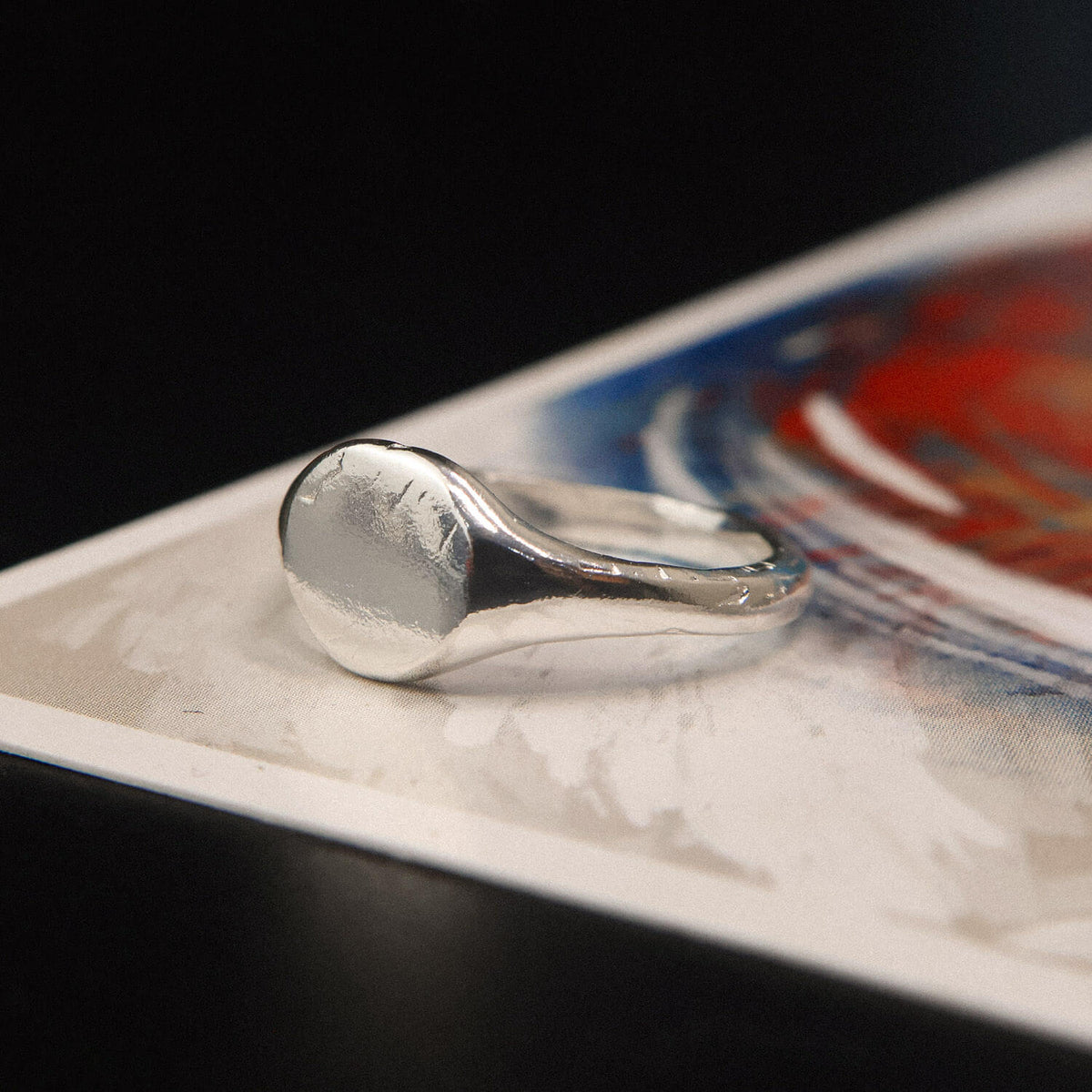 Anel Sinete Redondo - Banho Prata