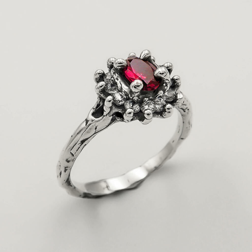 Mix Anéis Crown Zircônia e Eu Rubi - Prata 925