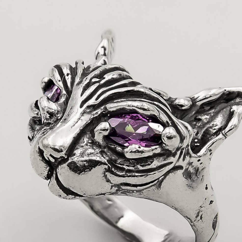 Anel Sphynx Ametista - Prata 925
